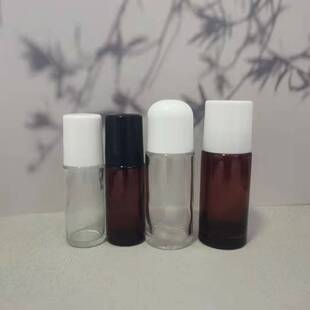 Transparent 50ml Glass Brown Roller Bead Bottle Large Smear Essential Oil Massage Bottling 30 ml Bead Small Empty Bottle