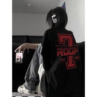 American Style Retro High Street T-shirt Men's Summer oversize Trendy Brand Pure Cotton Short-sleeved Design Sense Niche Trendy Top