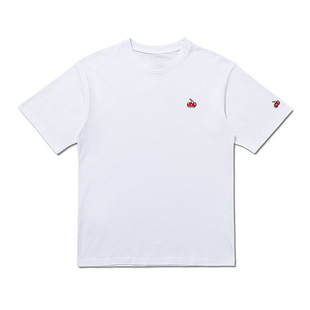 SpoT Korean Trendy Brand Cherry ShorT-sleeved Women's Pure CoTTon Round Neck Loose PrinTed Flocking T-shirT Top Preppy STyle ins
