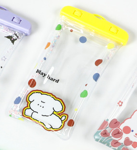 Cross-border cute cartoon mobile phone waterproof bag quicksand airbag floating waterproof case touch screen drifting swimming water splashing festival