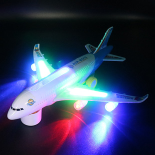 Children's electric toy aircraft universal wheel Music light A380 airliner simulation model stall hot sale
