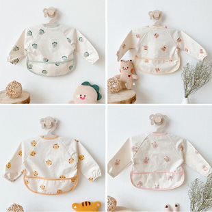ins Korean-style baby waterproof bib tpu long sleeve baby overalls baby full body waterproof dining clothes