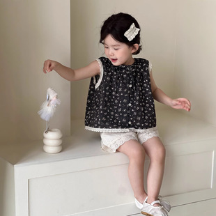 Wheat Field Season 2025 Summer New Korean Style Children's Casual Shorts Girls' Lace Fashionable Pants Baby Shorts