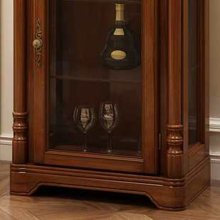 Wholesale American Solid Wood Wine Cabinet Small Apartment Glass Wine Cabinet European Retro Living Room TV Side Cabinet Display Cabinet Home