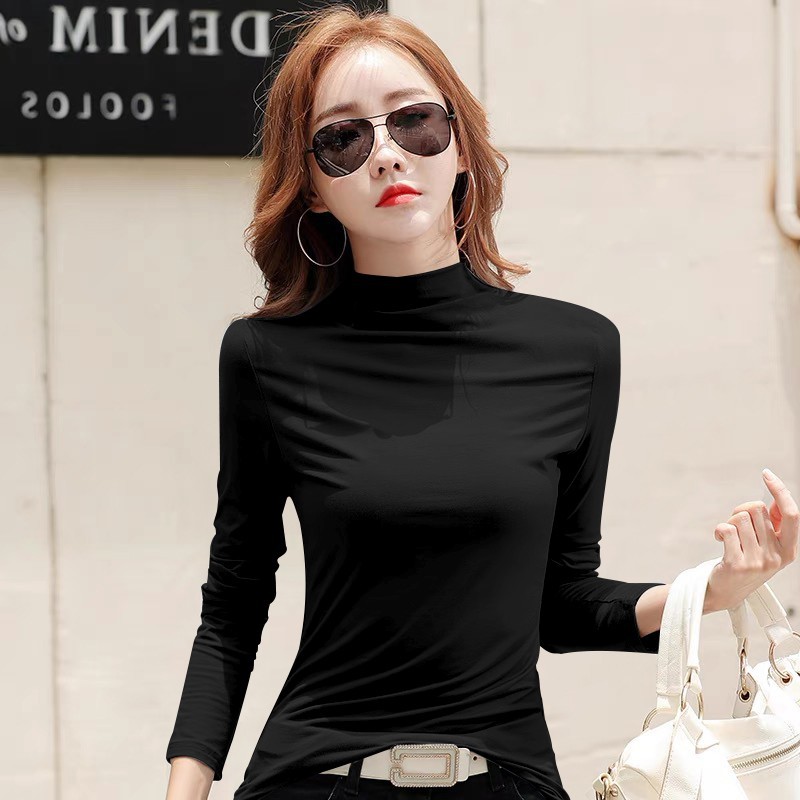 여성용 모달 하프 터틀넥 베이스 레이어 셔츠 2026 가을 겨울 정장 이너웨어 다용도 슬림핏 긴팔 상의 초봄 스타일
