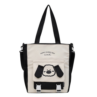2025 New Large Capacity Student Shoulder Cute Cartoon Canvas Bag Multifunctional All-match I Casual Fashion Women's Bag