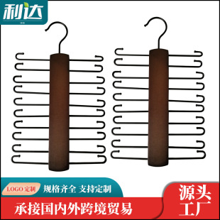 Foreign Trade Export Silk Scarf Hanging Lotus Wood Solid Wood Tie Rack High Manganese Steel Chrome Plated Silk Scarf Display Rack Export Cross-Border Export