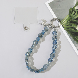 New Ins Style Transparent Color Crystal Mobile Phone Hanging Chain Hanging Accessories All-match Niche Special-shaped Beaded Wrist Hanging Chain Short Style