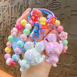 Electroplated Acrylic Rabbit Keychain Pendant Color Beaded Bracelet Backpack Hanging Decoration Gift Gift Wholesale