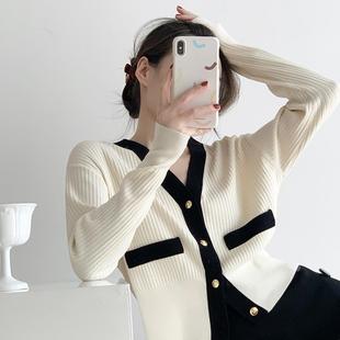 French Style Chanel Color-matching Cardigan Women's Early Spring 2025 New Style Women's Design Unique Sweater Jacket