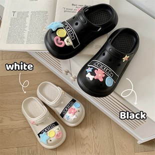 Big Head Hole Shoes Women's Summer EVA Cute Dopamine Two-Wear Baotou Heightened Half-Drag Outer Wear Non-Slip Beach Shoes