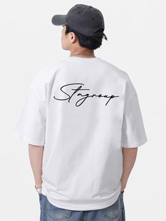 STA Vintage 2024 Summer American Short-sleeved T-shirt for Boys Heavy National Fashion Brand Ins High Street Loose Half-sleeved Couple