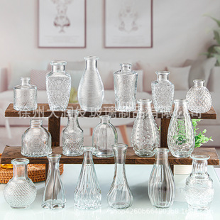 European-style embossed glass vase Amazon suit hydroponic flower arrangement ins transparent mini vase home decoration