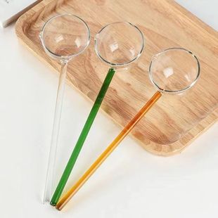 Creative Color High Borosilicate Glass Long Handle Spoon Household Kitchen Transparent Tea Boiling Tip Big Soup Spoon Hot Oil Spoon