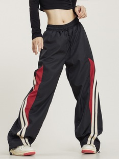 American Y2K Harajuku Retro Street Pants with Loose Waist Stitching Jogging Pants High Waist Loose Wide Leg Pants