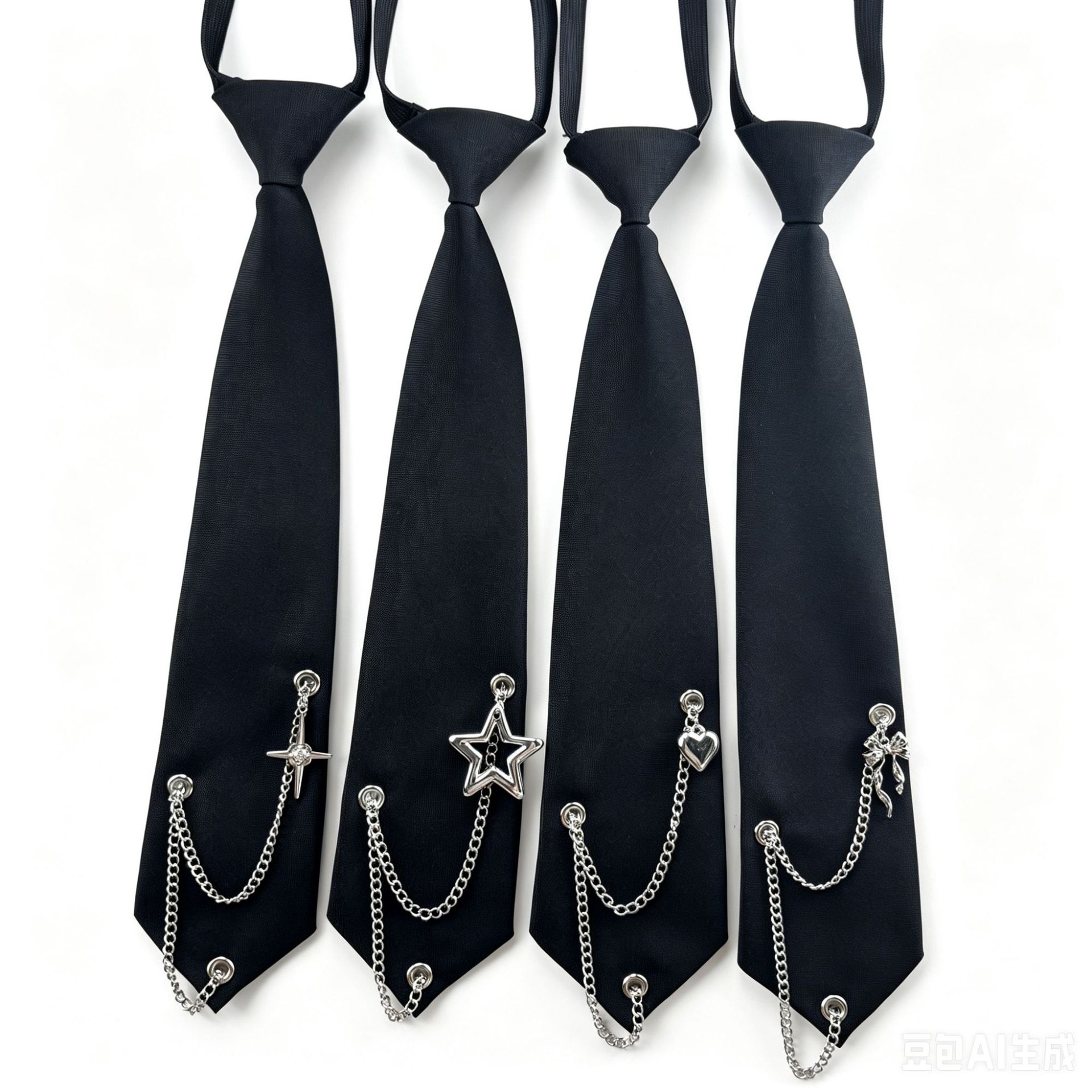 Cross-Border Chain Tie for Women, No-Punch Pendant Chain, Fashionable Black Jk School Punk Style for Men and Children, Star Design