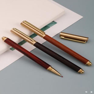 Teacher's Day Gift Sandalwood Pen Wooden Brass Black Gel Pen Counter Sign Pen Corporate LOGO Engraving Gifts