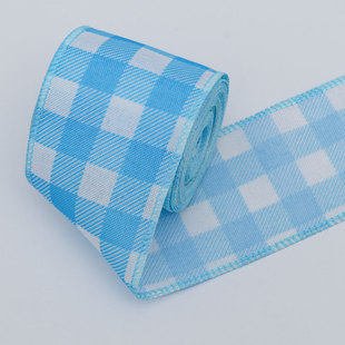 Pink white imitation linen plaid Christmas tape Christmas wire edge tape gift bag decorative ribbon wholesale