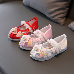 Women's Hanfu Shoes Embroidered Shoes Children's Old Beijing Cloth Shoes Ethnic Style Baby Princess Shoes Student's Ancient Clothing Table Shoes