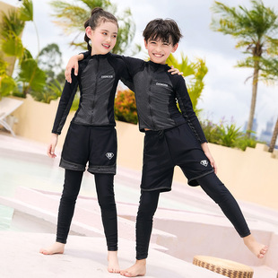 Children's Diving Suit Surfing Large Size Long Sleeve Trousers Sun Protection Boys' and Girls' Water Park Big Kids Parent-Child Swimsuit