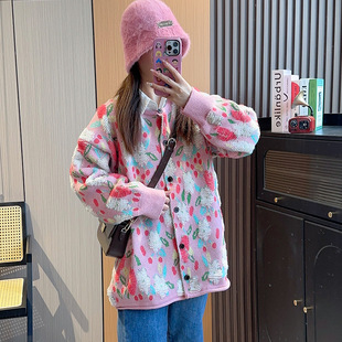 French sweet gentle style flower knitted cardigan for women autumn and winter New lazy soft glutinous thick all-match sweater coat