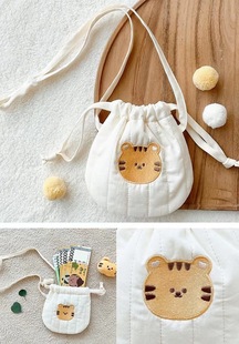 Ins South Korea Doto Children's Embroidered Bear Olive Baby Cute Fortune Bag Coin Purse Crossbody Wallet