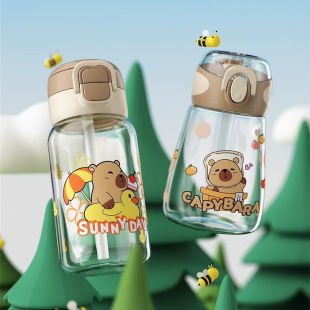 New Kapibalakatong Water Bottle Student Cup High Color Value Cute Kettle Portable Straw Children's Water Cup Summer Tide