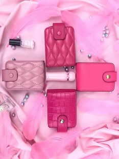 Simple PU Crocodile Pattern Korean Style Red Envelope Storage Small Portable Carry-on Makeup Lip Balm Bag with Mirror