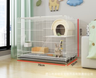 Rabbit Cage Oversized Household Indoor Foldable Double-Layer Space Automatic Dung Encryption Cage with Toilet