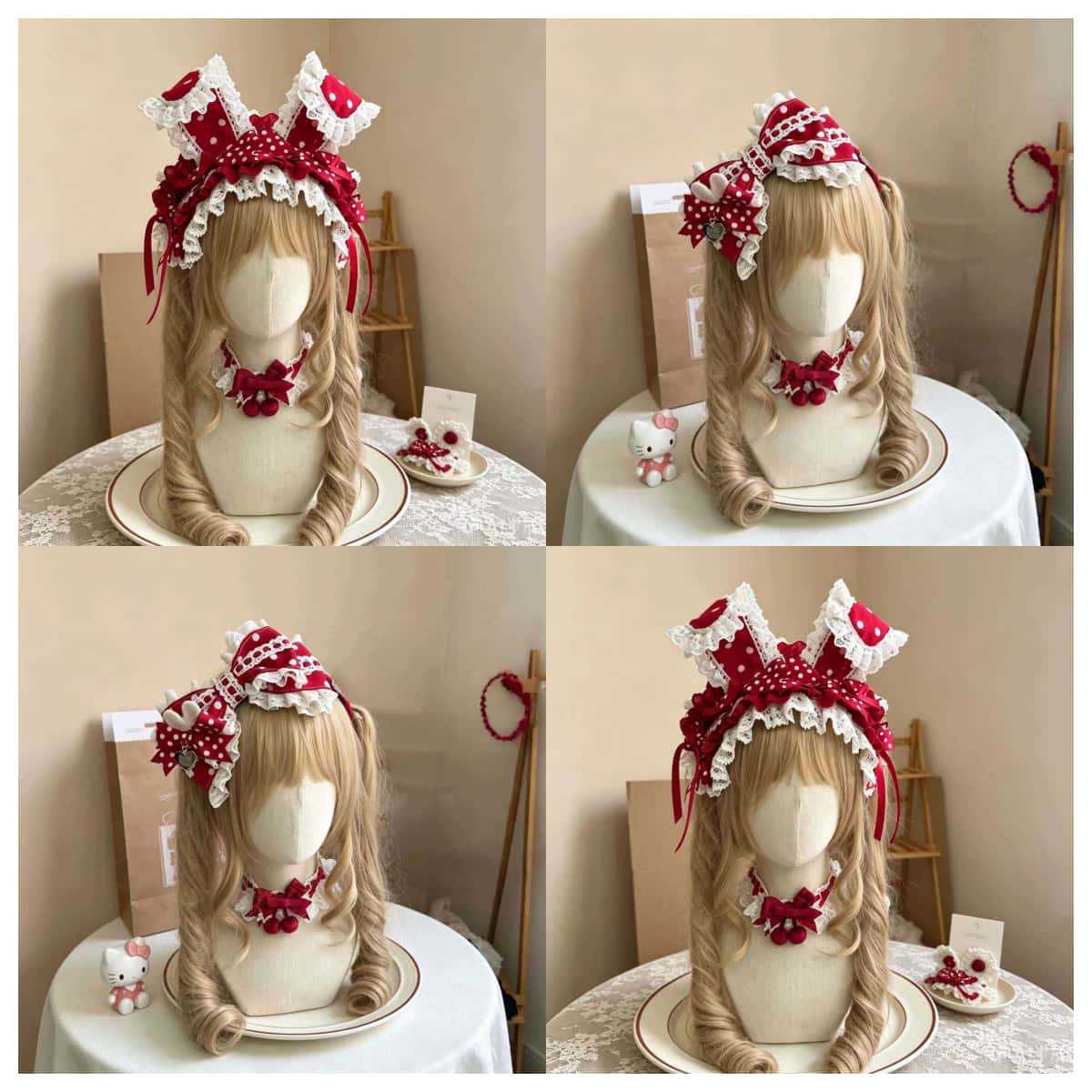 Clear and Sweet Handmade Multi-Color Cute Bonnet Lolita Bunny Ears Doll Lace Daily Bnt Headband
