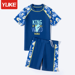 Children's Swimwear Boys' Middle and Big Children's New Split Short-sleeved Swimwear Boys Quick-drying Sunscreen Hot Spring Swimwear Swimwear