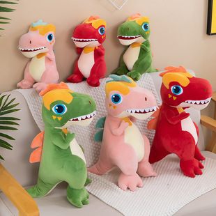 Flaming Tyrannosaurus Rex Plush Toy Boy Doll Sleeping Pillow Green Big Dinosaur Grab Doll Birthday Gift
