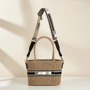 New portable straw bag detachable large capacity shoulder bag woven leisure outing beach bag