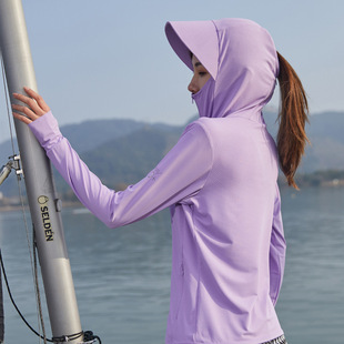 Men's and women's couple's hooded sun protection clothing ultra-thin breathable lightweight outdoor sun protection shirt fishing sun protection clothing skin clothing
