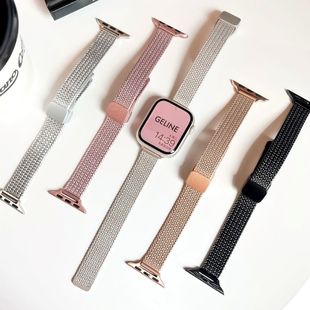 Подходит для Apple iWatch S9876543 Apple S10 ремешок для часов тонкий магнитный складной ремешок с пряжкой в ​​виде колоска пшеницы