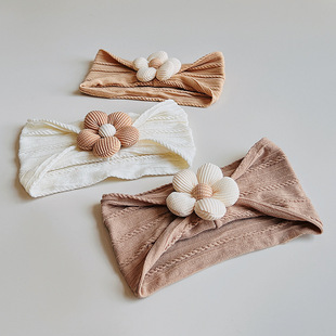 Infant fontanelle hair band autumn and winter New Curry color baby girl hair accessories newborn cute flower hat headdress