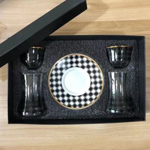 70YF European-style export Turkey characteristic Gold red high temperature resistant tea cup glass coffee cup suit coffee cup and saucer