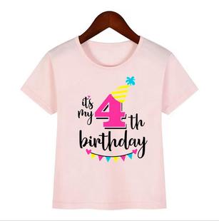 AliExpress wish European and American children's T-shirt birthday digital printing short sleeve cross-border foreign trade