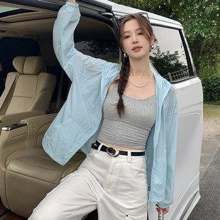 Summer Loose New Sunscreen Clothing Women's Hooded Long-sleeved Sunscreen Skin Clothing Lightweight Zipper Waterproof Washable Cardigan Jacket