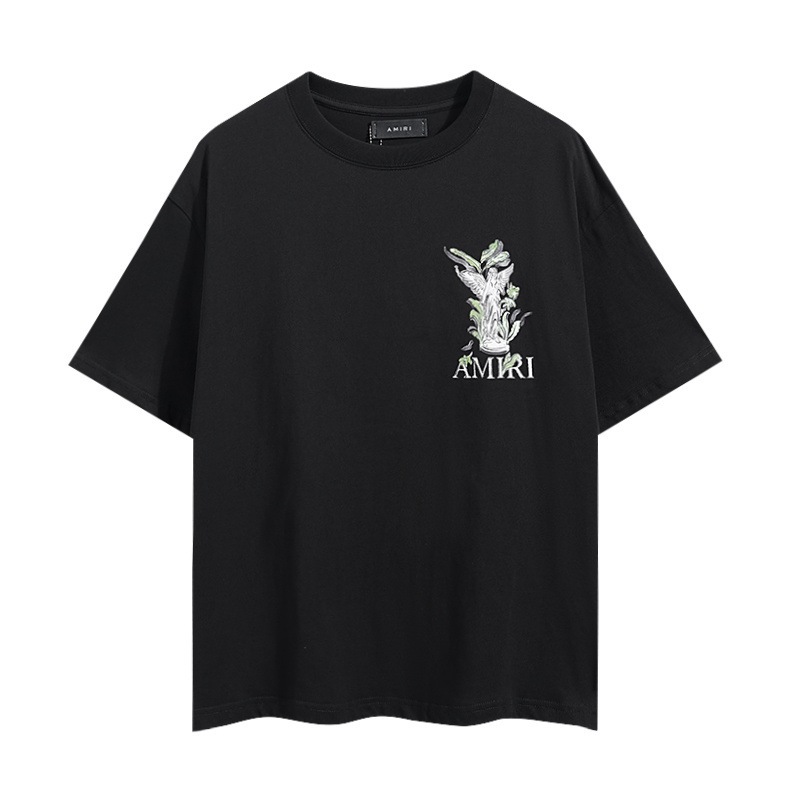 AMIRI amerikan sifatli porlash logotip ohista keng erkak ayol sevgi juftligi qisqa T-shirt