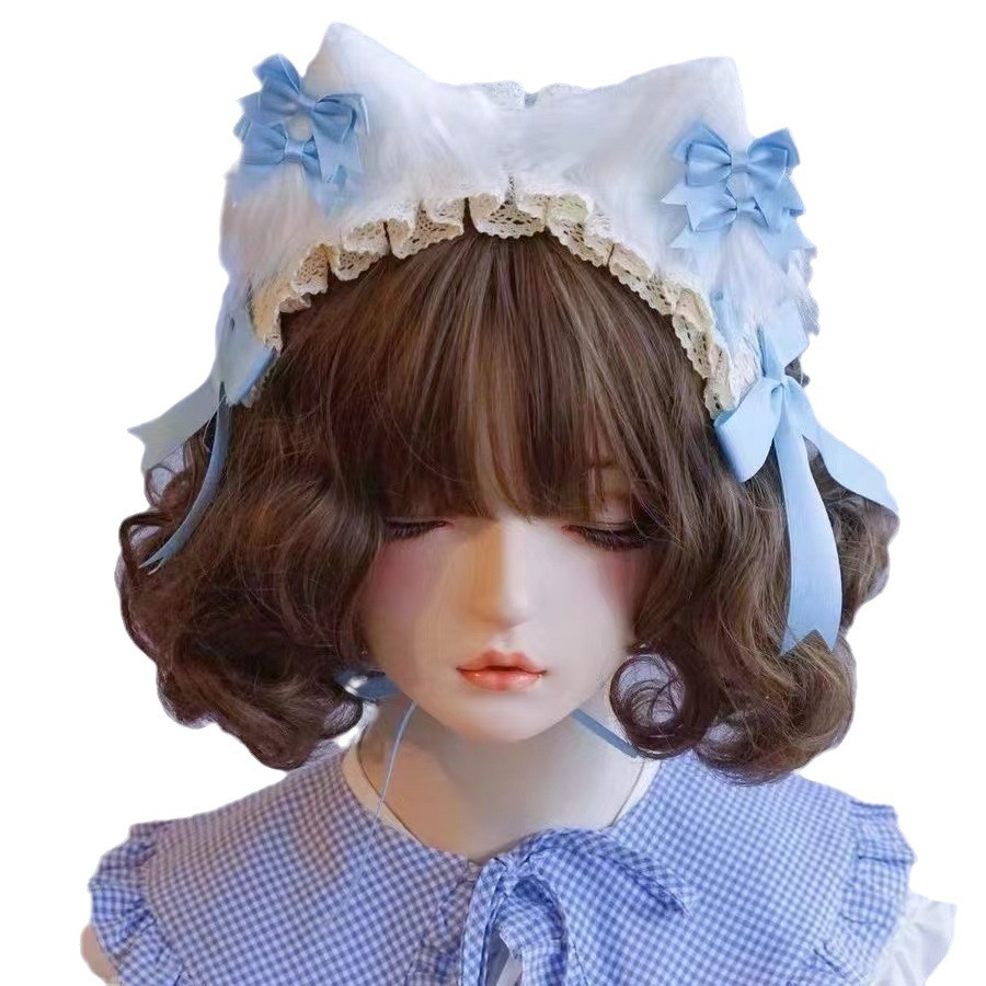 Original lolita handmade bow hairband hairpin kc lolita black beast ear dark clothing accessories