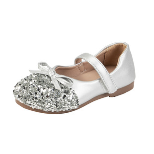 Girls Crystal Shoes 2024 Spring and Autumn New Aisha Princess Shoes Small Leather Shoes Children Baby Soft Sole Little Girl Shoes