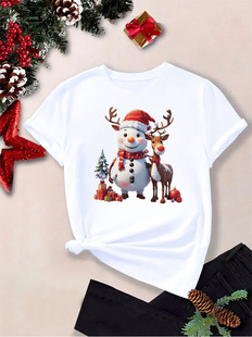 Christmas Women's Short Sleeve Cross-border Full-support Half-support AliExpress Amazon TIKTOK Shrimp Top TEMU