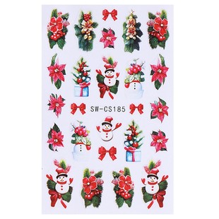Cross-border New Source Nail Art Sticker 3D Christmas Snow Snowman Flower Elk Scarf Gift Nail Adhesive Patch