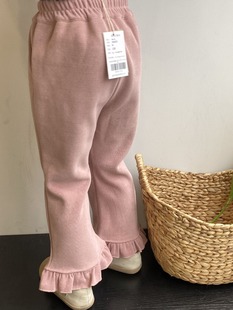 Girls' Flared Pants suit Wear Foreign-style Sanding Leggings Baby 2023 Winter New Korean Children's Pants