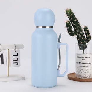 Cross-border 304 stainless steel football cup large capacity double-layer vacuum insulation cup handle portable accompanying sports kettle