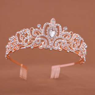 Cross Border Bride Hot Selling Rhinestone Crown European and American Band Hair Comb Crown Hair Accessories Diamond Princess Banquet Hairband Accessories