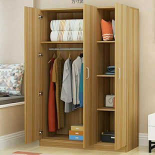 Simple Wardrobe Three-door Four-door Household Bedroom Wardrobe Integral Assembly Coat Cabinet Dormitory Rental Room Wardrobe