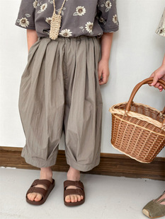 Jiaye Children's 2024 Summer New Children's Solid Color Loose Eight-point Pants for Boys and Girls Baby Bloomers Wide-leg Pants