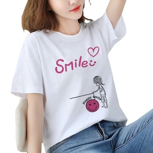 White Short-sleeved Crewneck T-shirt Women's Loose 2023 New Summer Korean Style Fashion Half-sleeved Women's Instagram Style Trendy Top Clothes